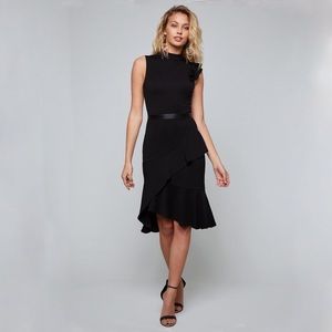 Bebe Jersey Ruffled Midi Dress